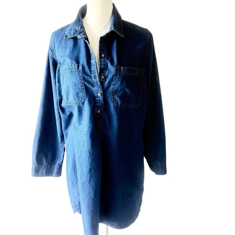 Old Navy Women's Blue Button Down Shirtdress